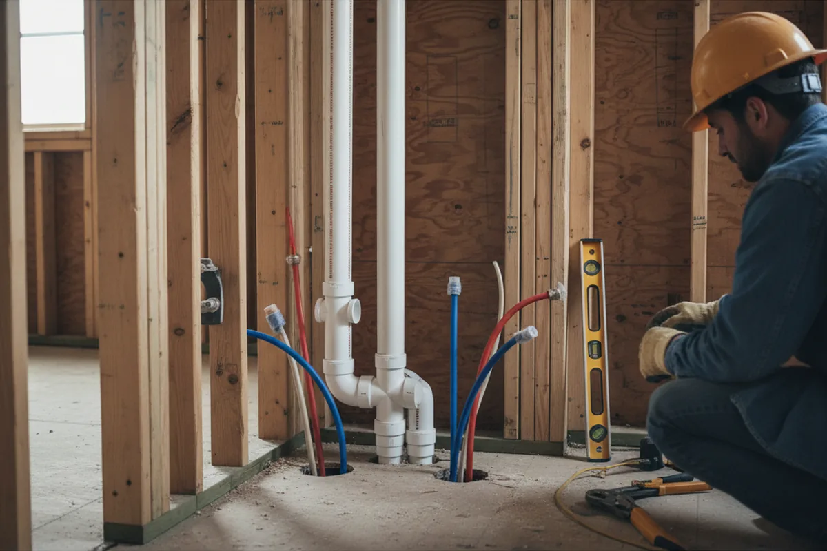 Drain and supply rough-in during Toilet Repair and Installation in Garwood